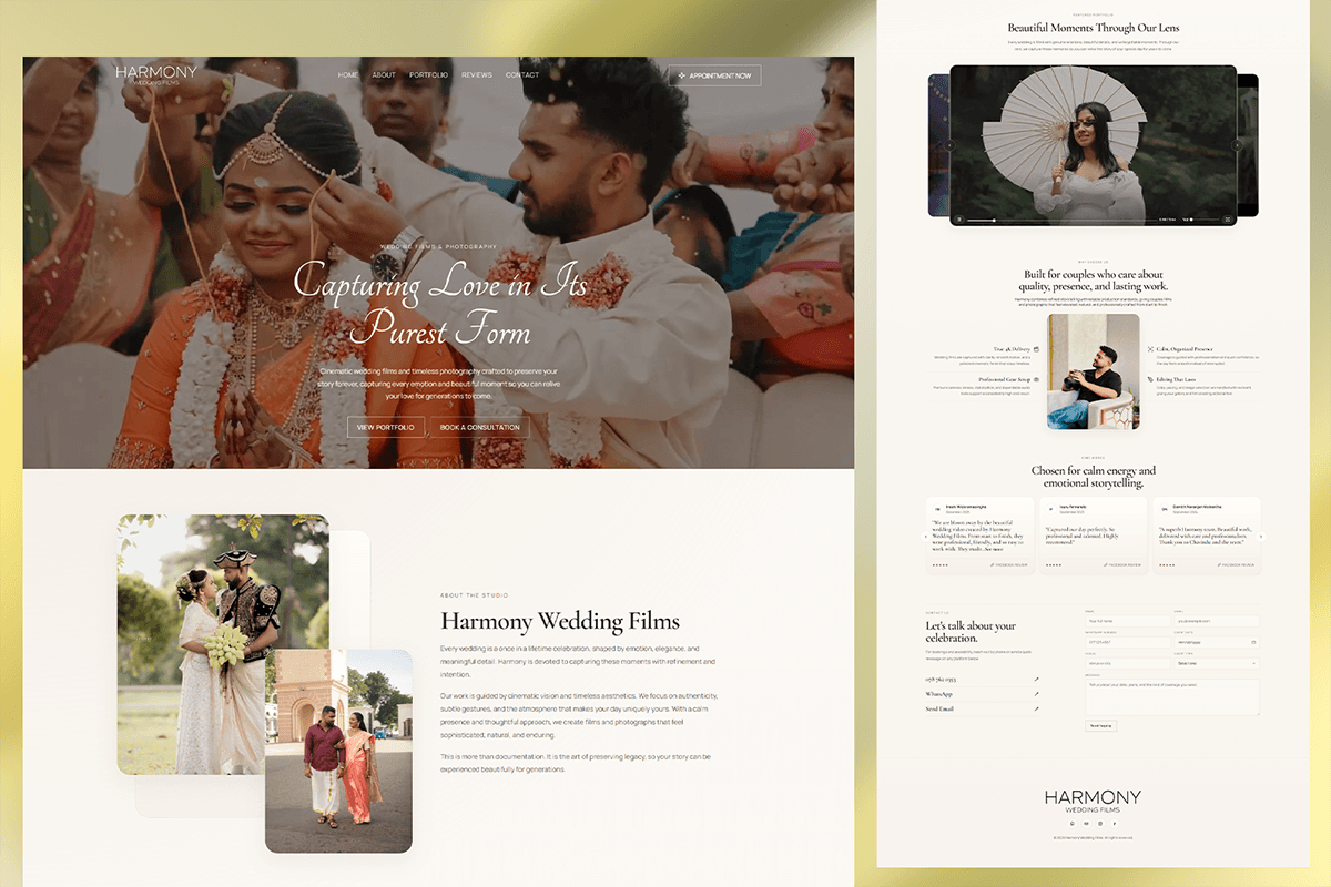 A Custom-Built Portfolio for a Cinematic Wedding Studio