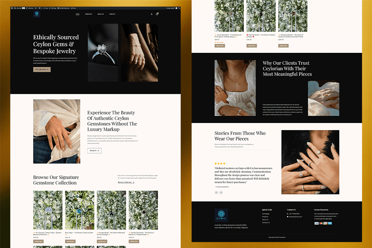 Ecommerce Platform for a Ceylon Gem & Jewelry Brand